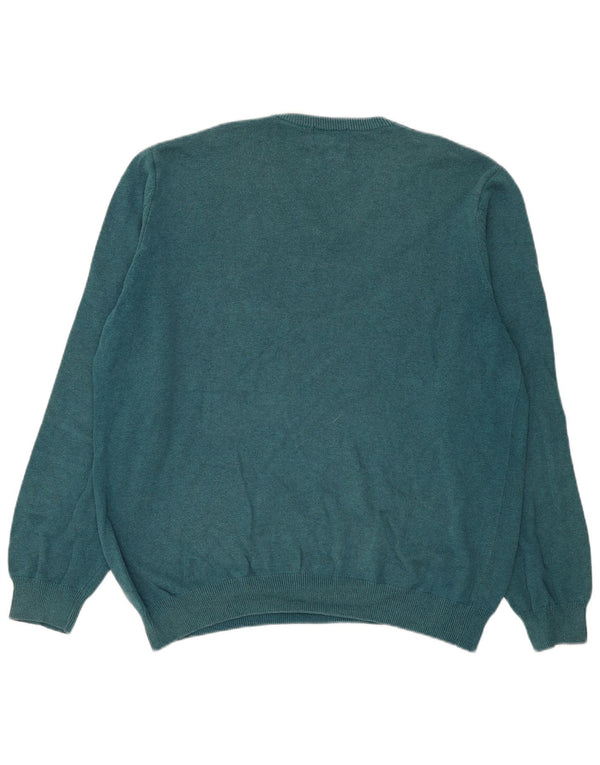 Marks & Spencer Herren-Pullover mit V-Ausschnitt, 2XL, blaue Baumwolle
