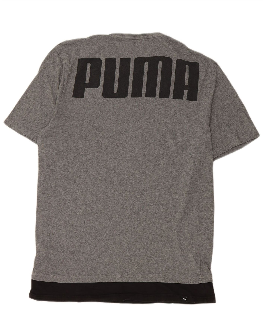 Puma Herren Grafik-T-Shirt-Oberteil aus mittelgrauer Colourblock-Baumwolle