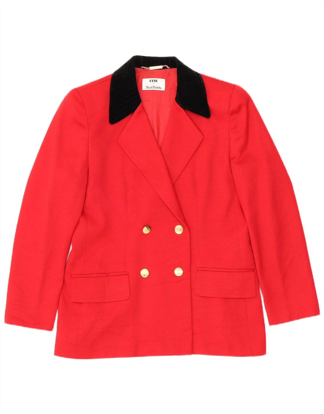 Schicke zweireihige Damen-Blazerjacke, UK 18, XL, Rot, Farbblock