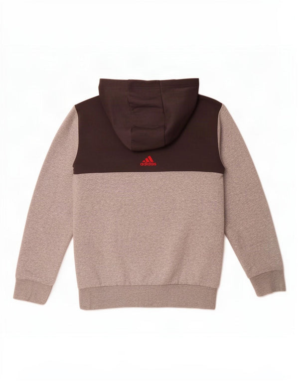 Adidas Kapuzenpullover mit Grafik für Jungen, 11–12 Jahre, graue Farbblock-Baumwolle