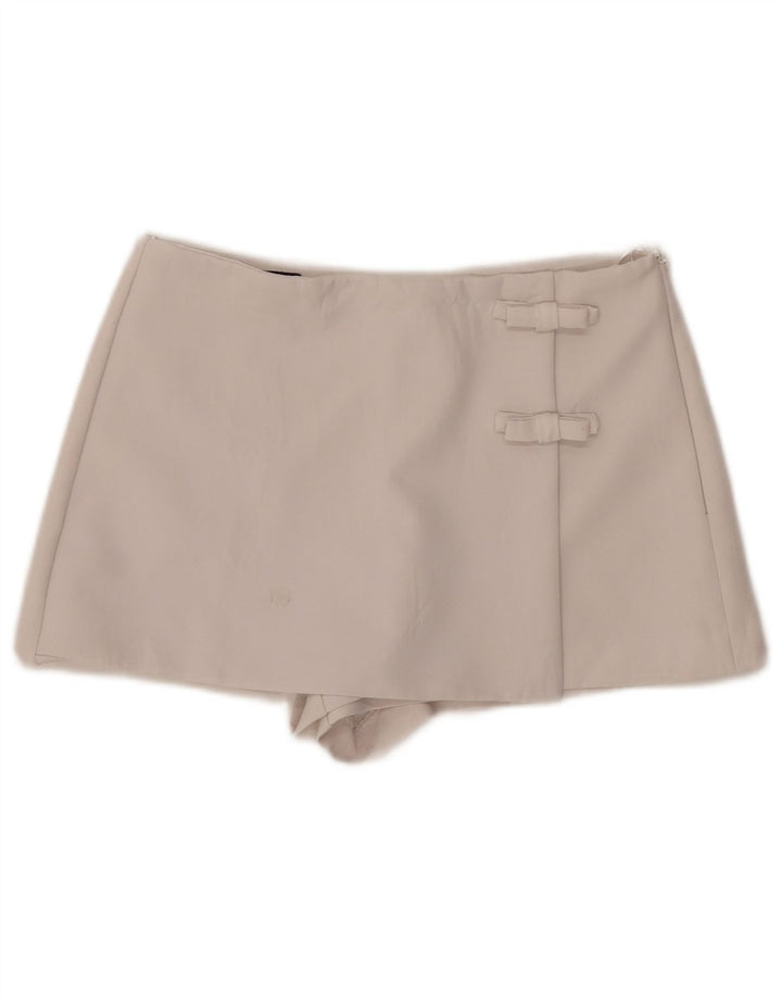 Zara Damen-Shorts mit hoher Taille, mittelgroß, W28, gebrochenes Weiß, Polyester