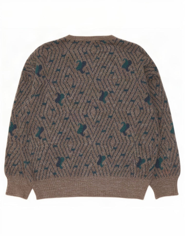 Mapier Herren-Pullover mit Rundhalsausschnitt, groß, grau, geometrisch