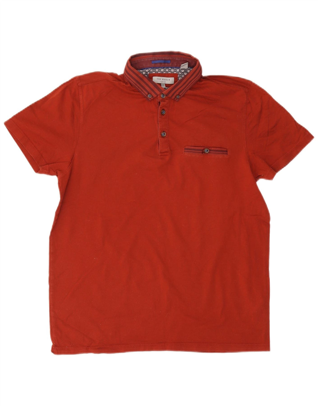 TED BAKER Herren-Poloshirt, Größe 3, mittelrote Baumwolle