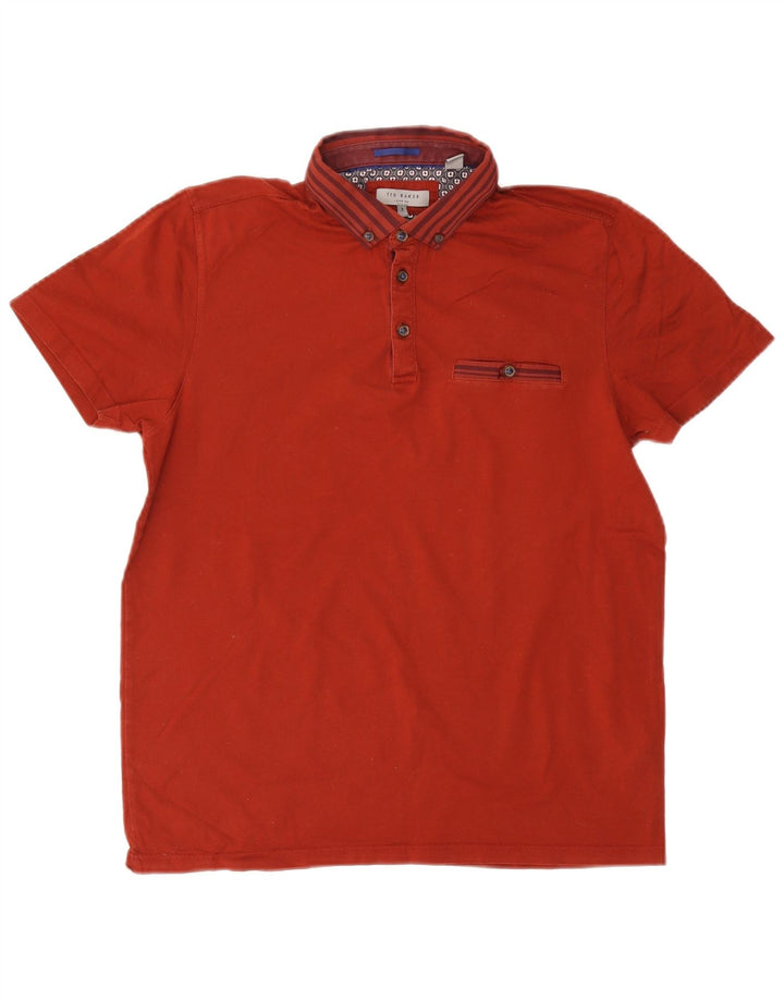 TED BAKER Herren-Poloshirt, Größe 3, mittelrote Baumwolle