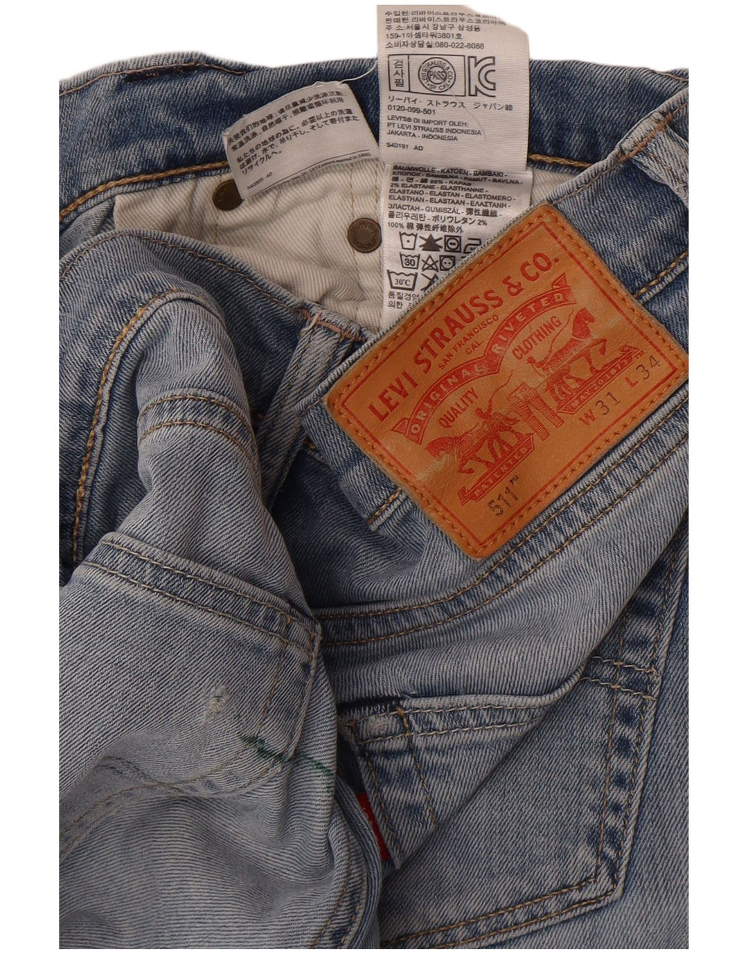 Levi's Herren 511 Slim Jeans W31 L30 Blaue Baumwolle