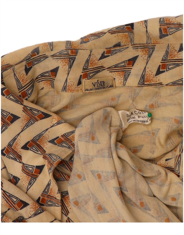 Vintage Herren Poloshirt mittelbeige geometrische Baumwolle