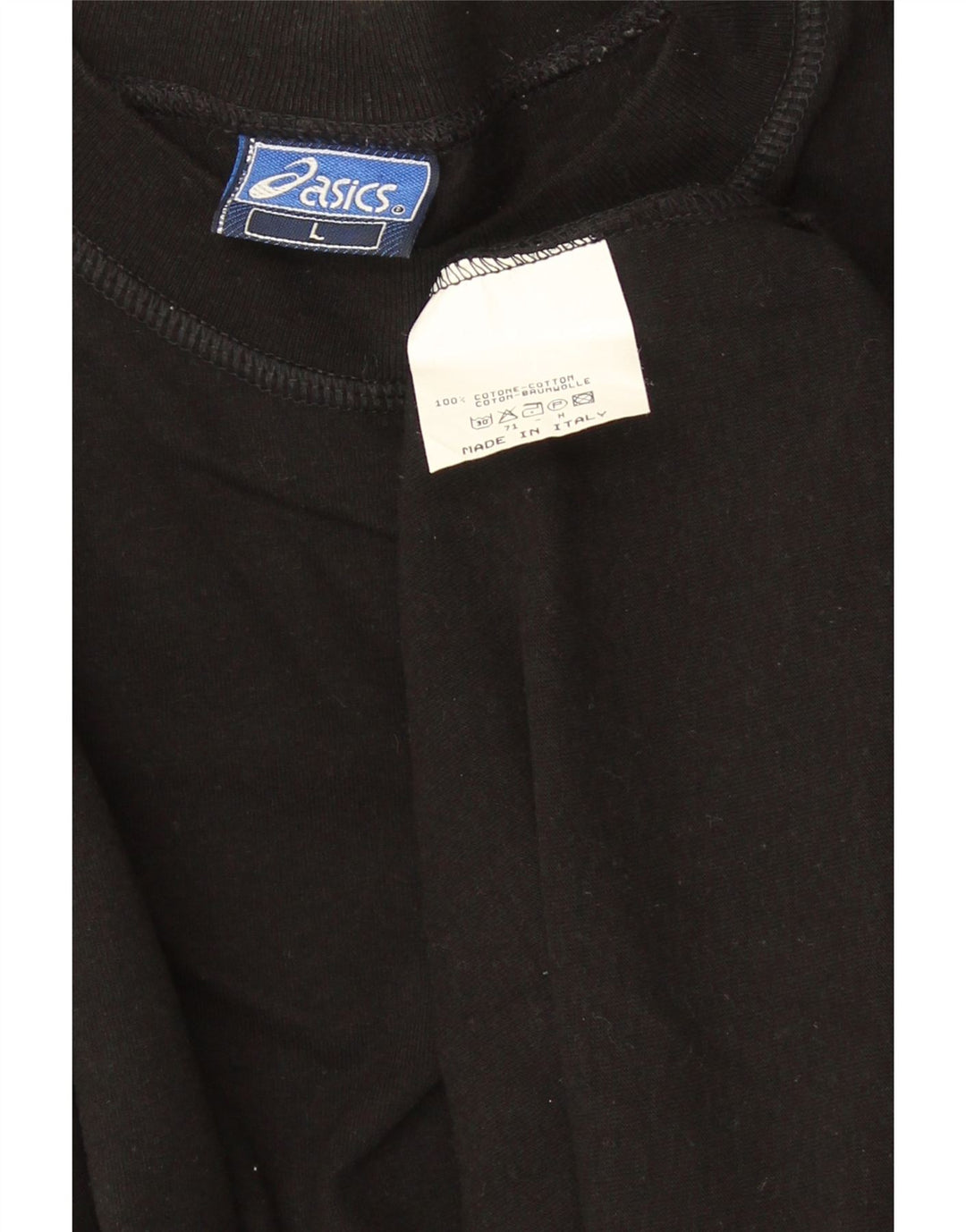 Asics Herren-Top, langärmelig, groß, schwarze Baumwolle
