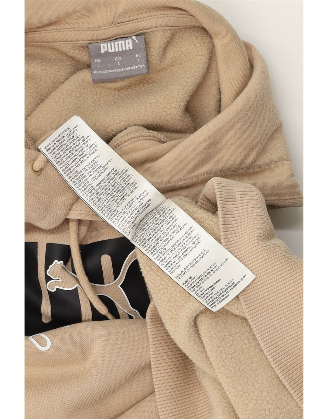Puma Herren Graphic Hoodie Pullover Große Beige Baumwolle