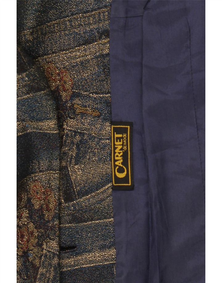 Carnet Damen-Blazerjacke mit 3 Knöpfen, UK 14, mittleres Marineblau mit Blumenmuster