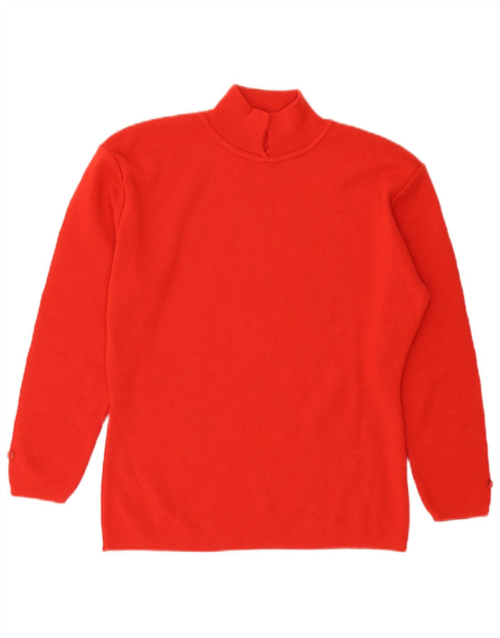 Vintage Womens Turtle Neck Jumper Sweater UK 14 Large Orange Wool