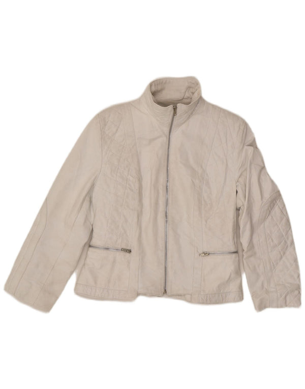 Mitici Anni Damen Leder Bikerjacke UK 18 XL Weiß
