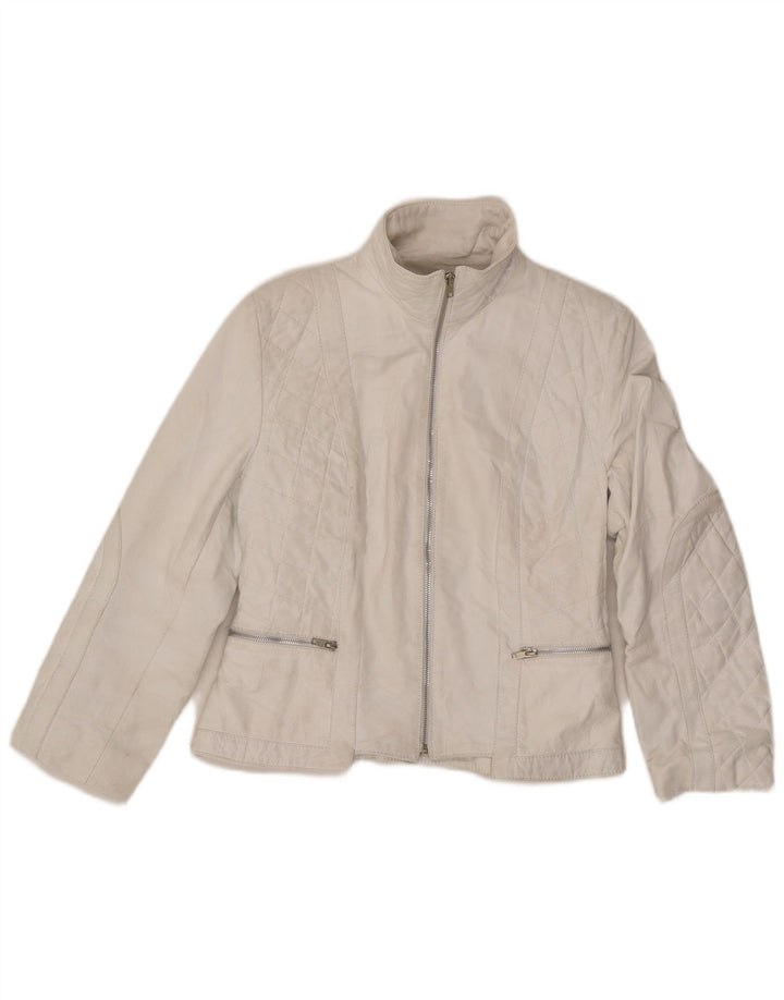 Mitici Anni Damen Leder Bikerjacke UK 18 XL Weiß