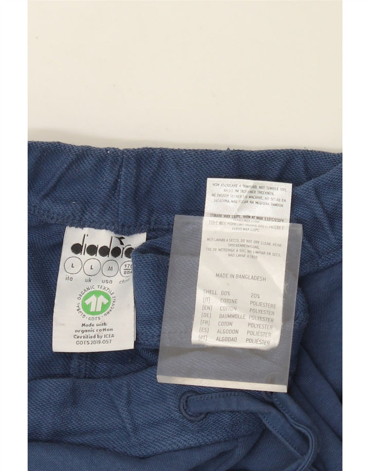 DIADORA Damen-Sportshorts mit hoher Taille, UK 14, Größe L, blau, Baumwolle