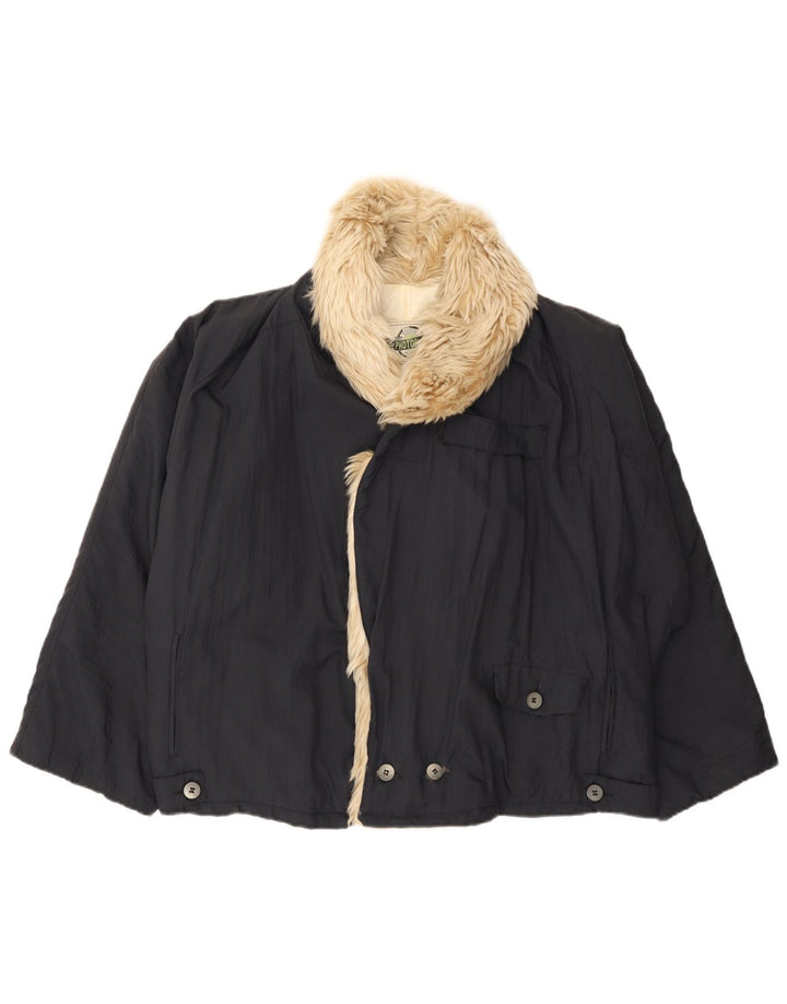 Vintage Herren zweireihige Bomberjacke mit lockerer Passform, UK 38, mittleres Marineblau