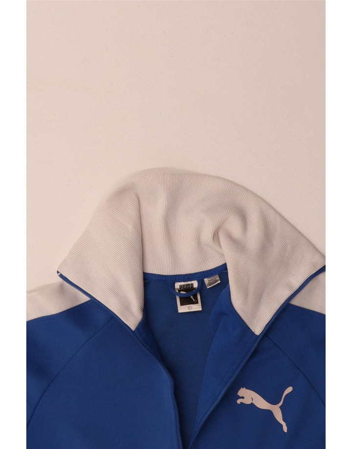 PUMA Womens Graphic Trainingsanzug Top Jacke UK 16 Large Blue Colourblock