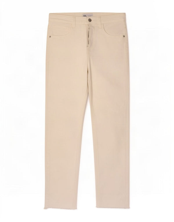 Zara Damen-Jeans mit hoher Taille, EU 36, XS, B26, L27, weiße Baumwolle