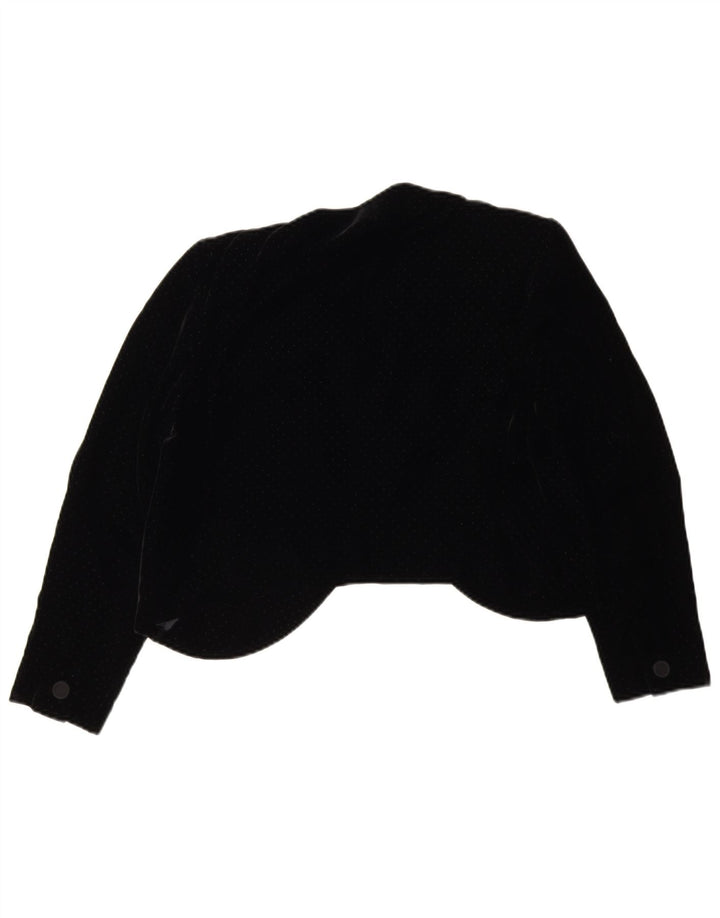 Vintage Damen Bolero Jacke UK 14 Medium Schwarz gefleckt