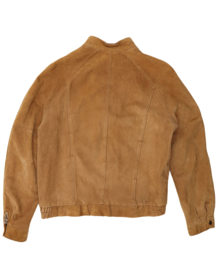 Vintage Herren Wildleder Bomberjacke IT 50 Großes braunes Leder