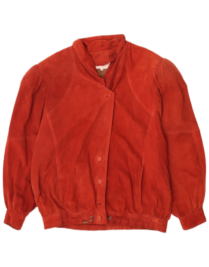 Vintage Damen Übergroße Wildlederjacke IT 44 Mittelrotes Leder