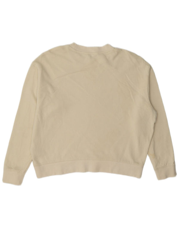 Lee Womens Graphic Relaxed Fit Sweatshirt Pullover UK 6 XS Off White Cotton