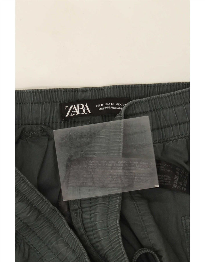 Zara Damen-Jogginghose, mittelgroß, W28, L26, grüne Baumwolle