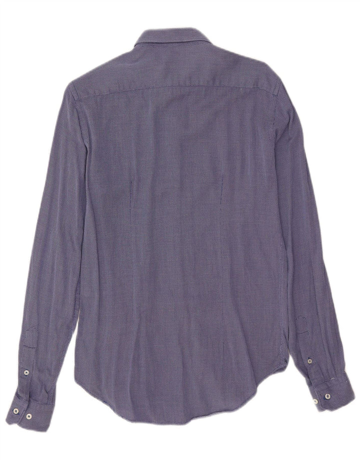 Slim-Fit-Hemd für Herren von Zara, klein, blau gepunktet, Baumwolle