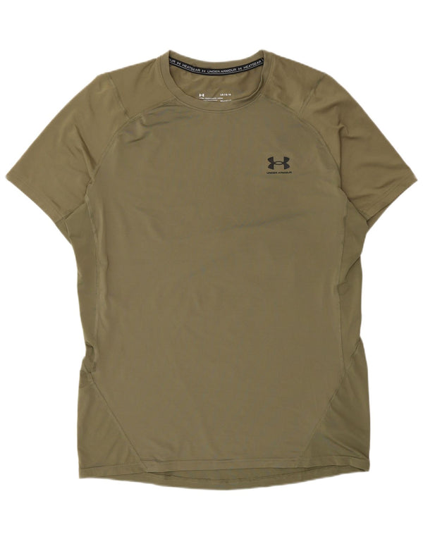 Under Armour Herren Heat Gear T-Shirt Top Large Khaki Polyester