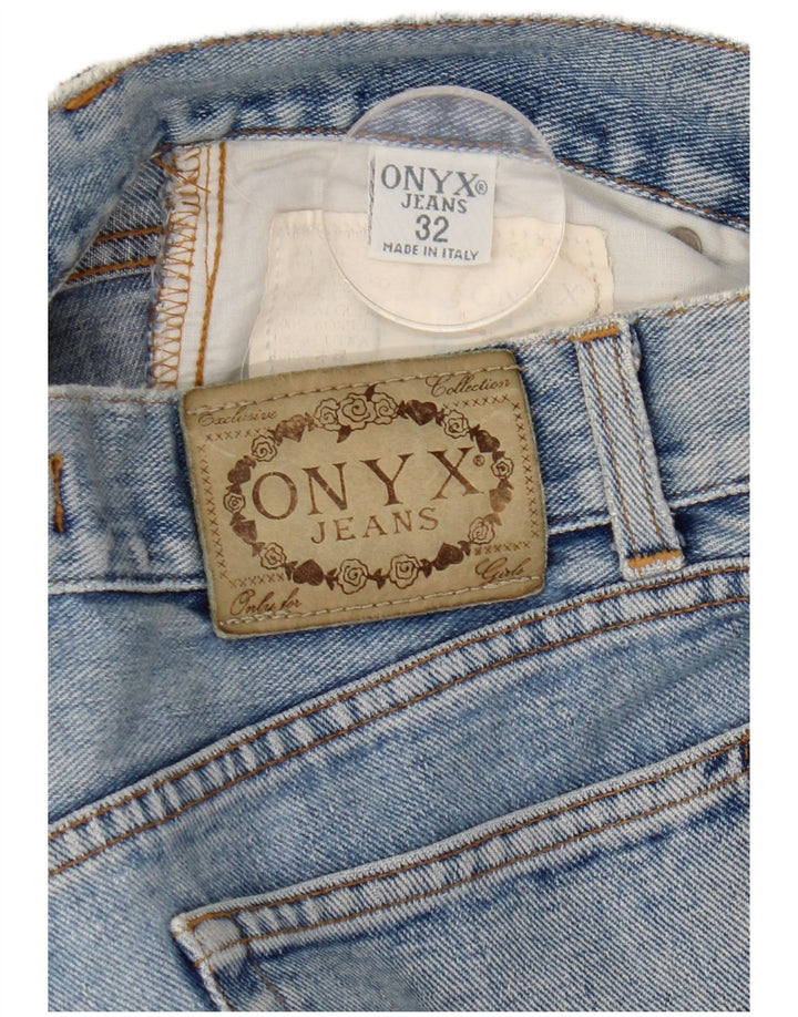Onyx Damen Tapered Jeans W32 L29 Blaue Baumwolle