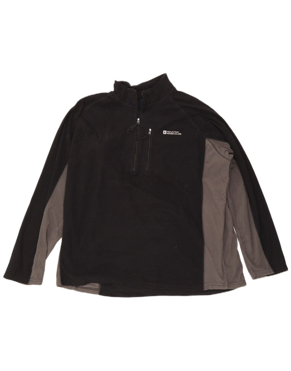 Mountain Warehouse Herren-Fleecepullover mit Reißverschluss am Kragen, 2XL, Schwarz, Farbblock