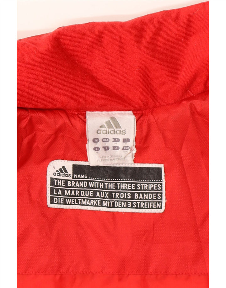 Adidas Herren Wattierte Jacke UK 38 Mittelrotes Colourblock-Polyester