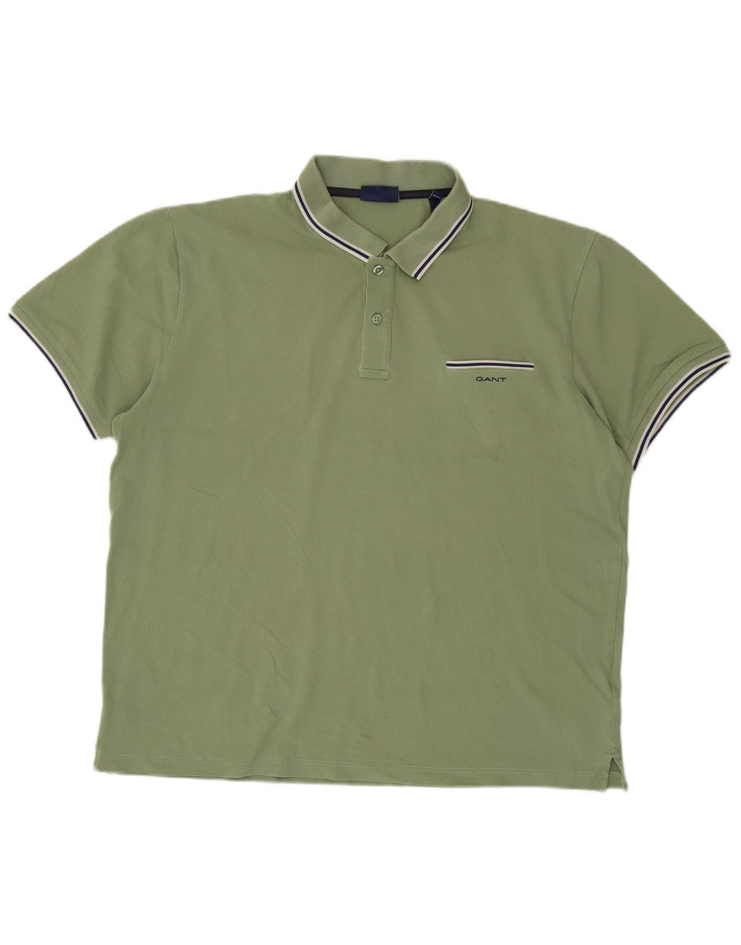 Gant Herren Poloshirt 2XL grün gestreift aus Baumwolle