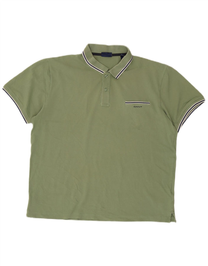 Gant Herren Poloshirt 2XL grün gestreift aus Baumwolle