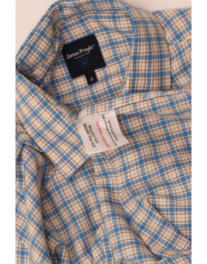James Pringle Herren-Flanellhemd aus mittelblau kariertem Polyester