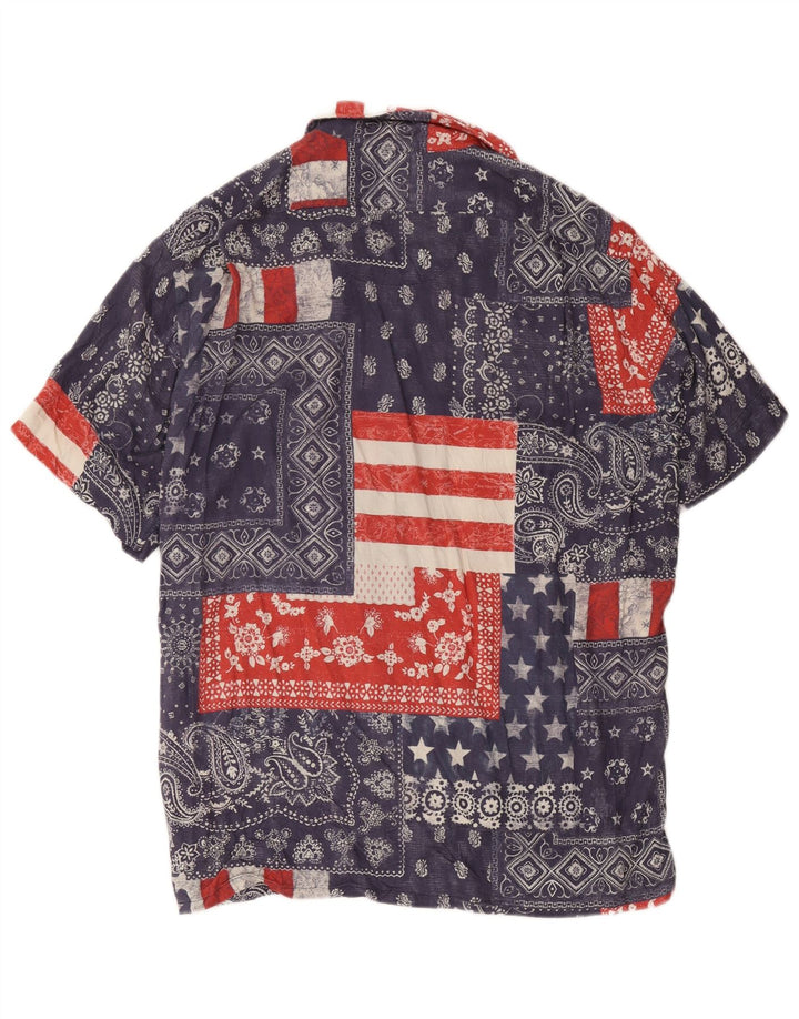 Polo Ralph Lauren Herren-Kurzarmhemd, groß, Marineblau, Patchwork