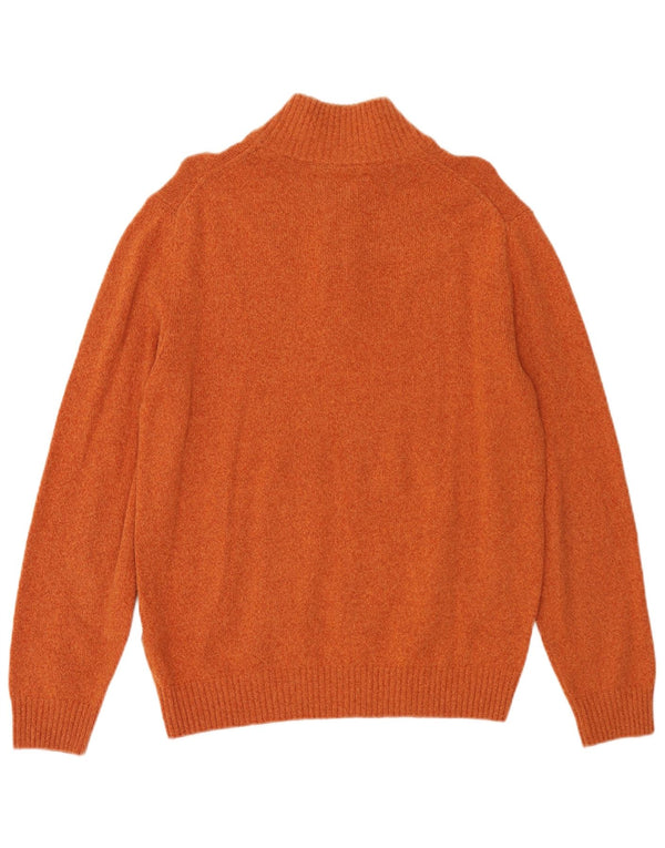Marlboro Classics Herren-Pullover mit Reißverschluss am Hals, große orangefarbene Wolle