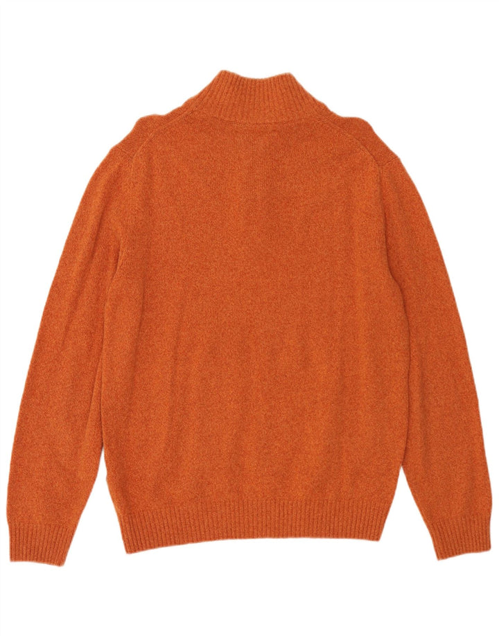 Marlboro Classics Herren-Pullover mit Reißverschluss am Hals, große orangefarbene Wolle