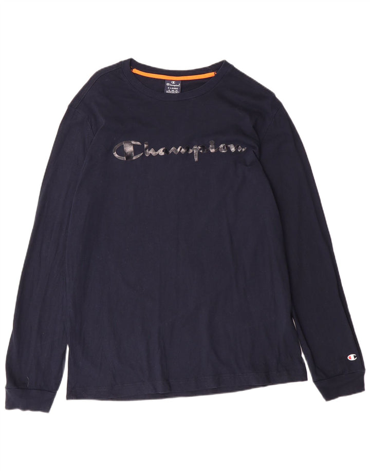 Champion Damen Grafik-T-Shirt-Oberteil XL aus marineblauer Baumwolle