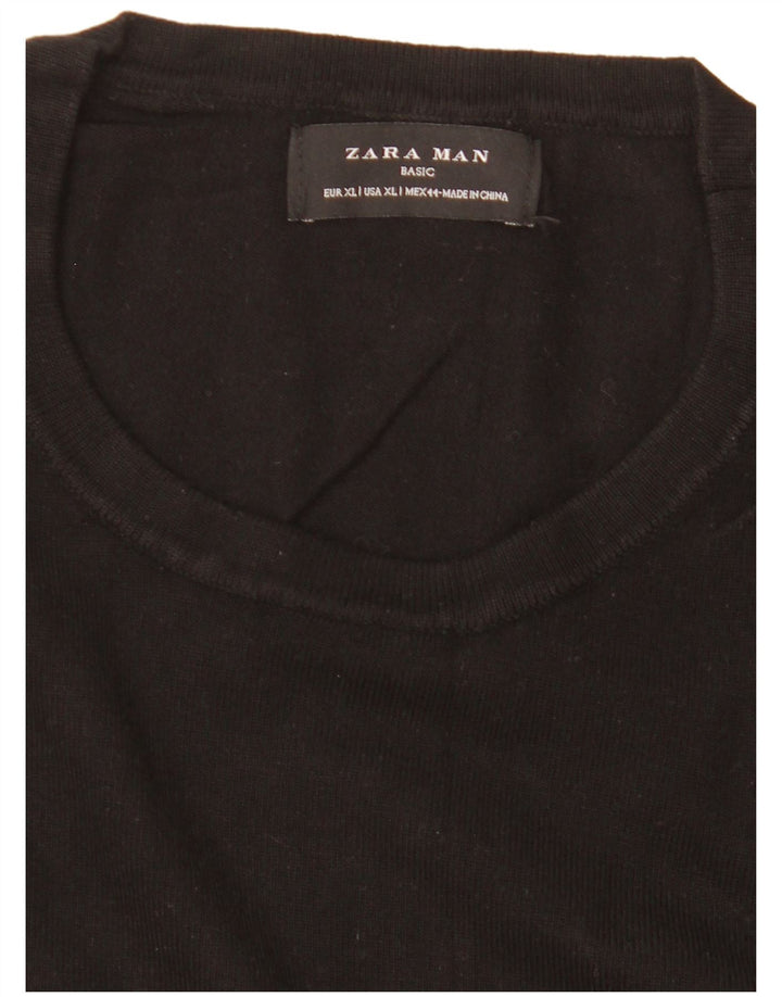 Zara Herren-Pullover mit Rundhalsausschnitt, XL, Schwarz