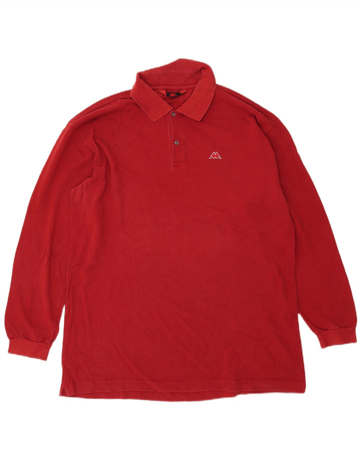Kappa Herren Langarm-Poloshirt 2XL rote Baumwolle