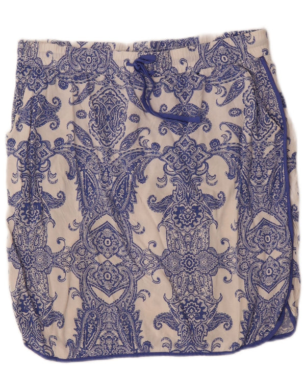 Gerader Rock für Damen von Marks & Spencer UK 14 Large W34 Blaue Paisley-Viskose