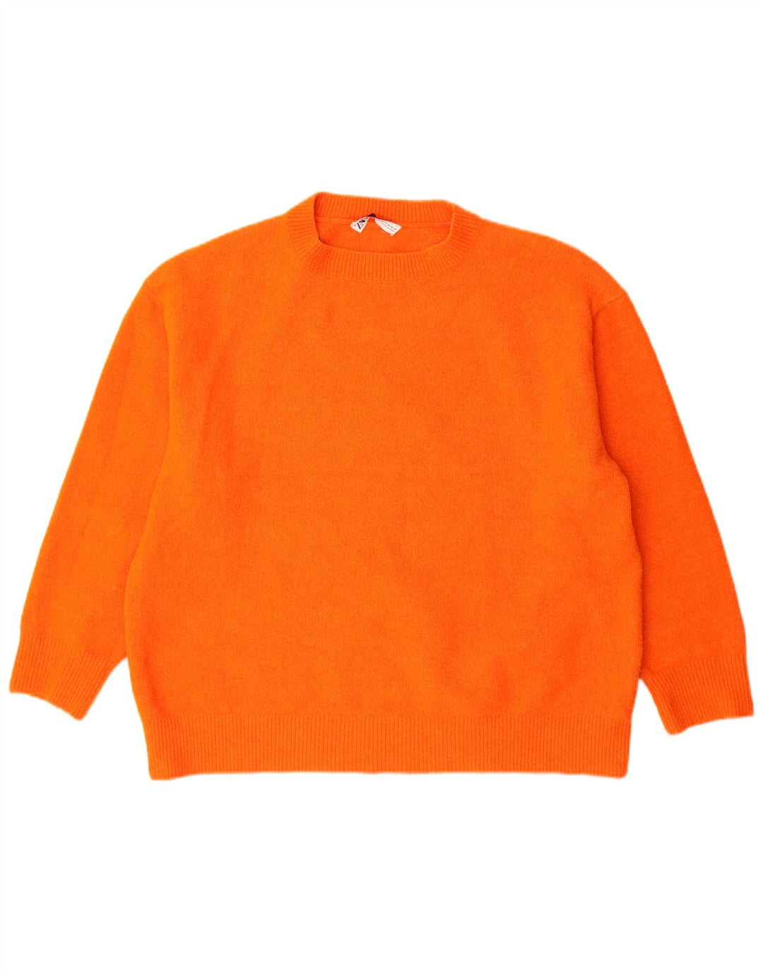 Zara Damen-Pullover, übergroß, Rundhalsausschnitt, Gr. 14, Mittelorange, Acryl