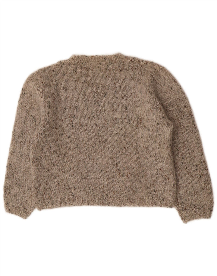 Vintage Damen Pullover mit Rundhalsausschnitt UK 14 Mittelgrau meliert