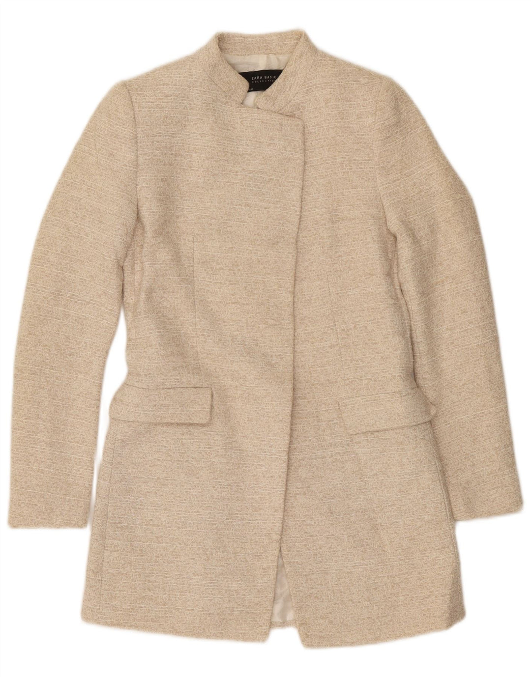 Zara Womens Open Overcoat UK 10 Small Beige Baumwolle