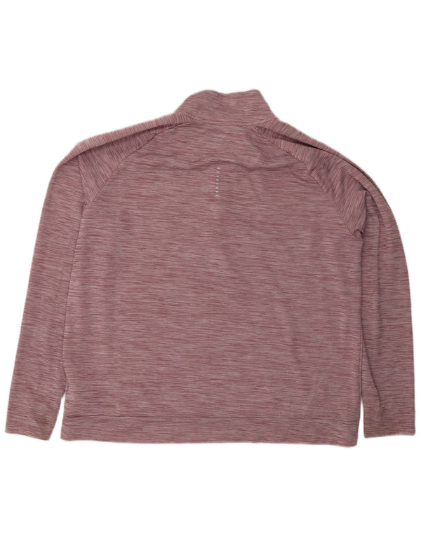 Nike Herren-Laufoberteil mit Reißverschluss und Halsausschnitt, langärmlig, XL, rot meliert, Polyester, Sport