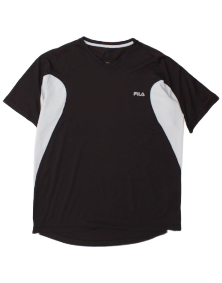 Fila Herren T-Shirt Top Large Schwarz Colourblock