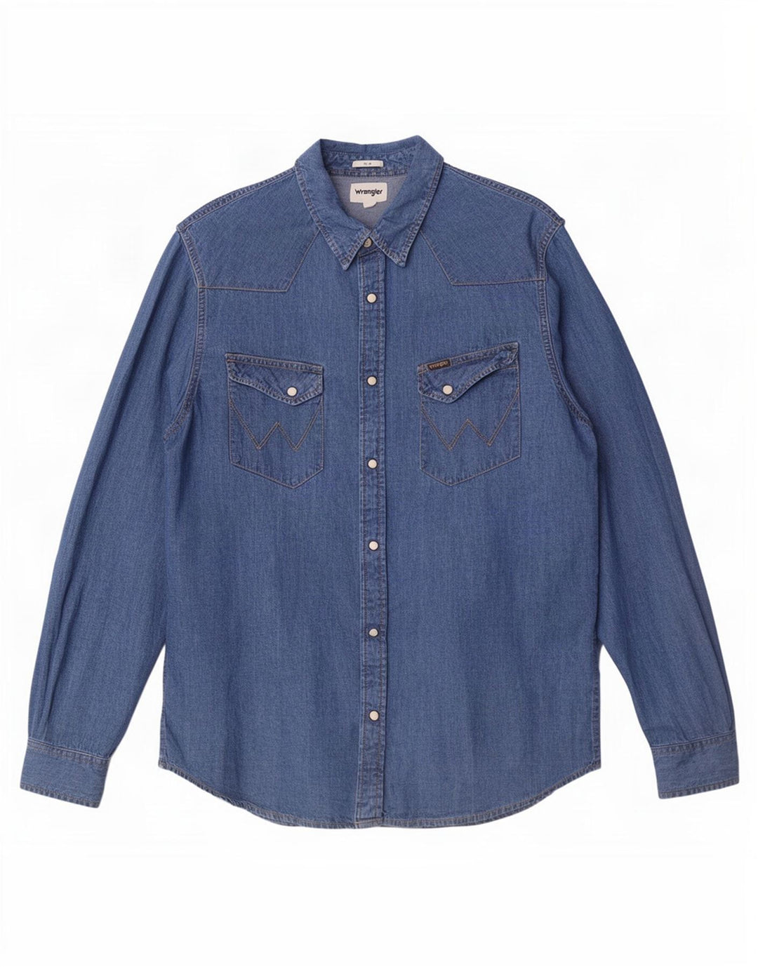 Wrangler Herren-Jeanshemd mit schmaler Passform, große blaue Baumwolle