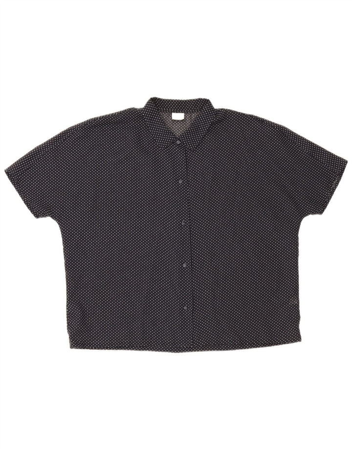 Benetton Damen Kurzarmhemd UK 20 2XL Schwarz gepunktetes Polyester