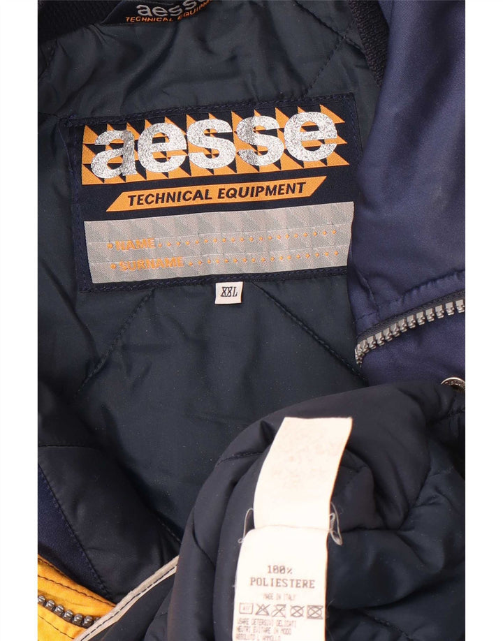 Aesse Herren-Skijacke UK 44 2XL Marineblaues Colourblock-Polyester