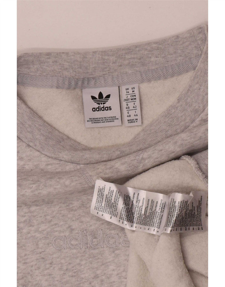Adidas übergroßer Damen-Sweatshirt-Pullover, UK 14, große graue Baumwolle