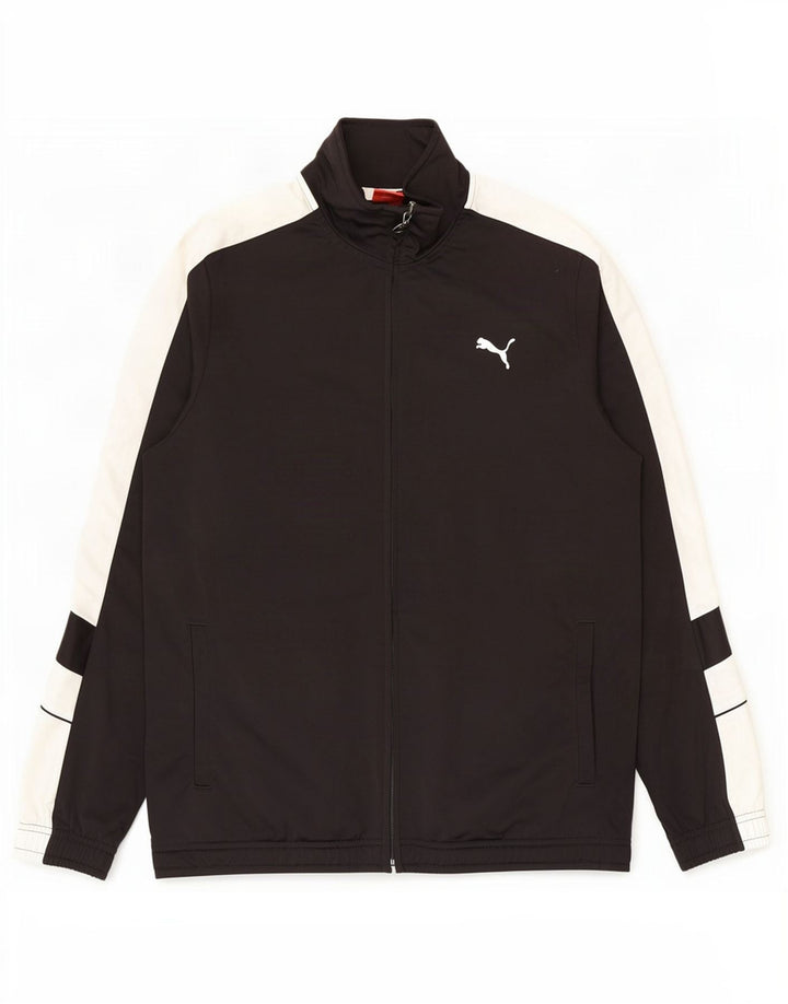 Puma Herren-Trainingsanzug-Top-Jacke, mittelschwarz, Farbblock